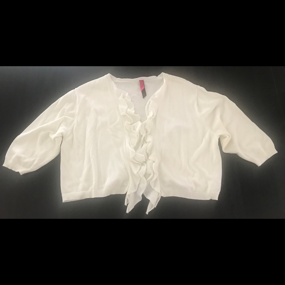 Plus Size Cream Cropped Shrug Sweater